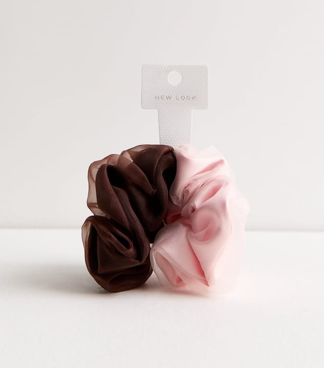 New Look Pack of 2 Pink Organza Scrunchies New Look - 3