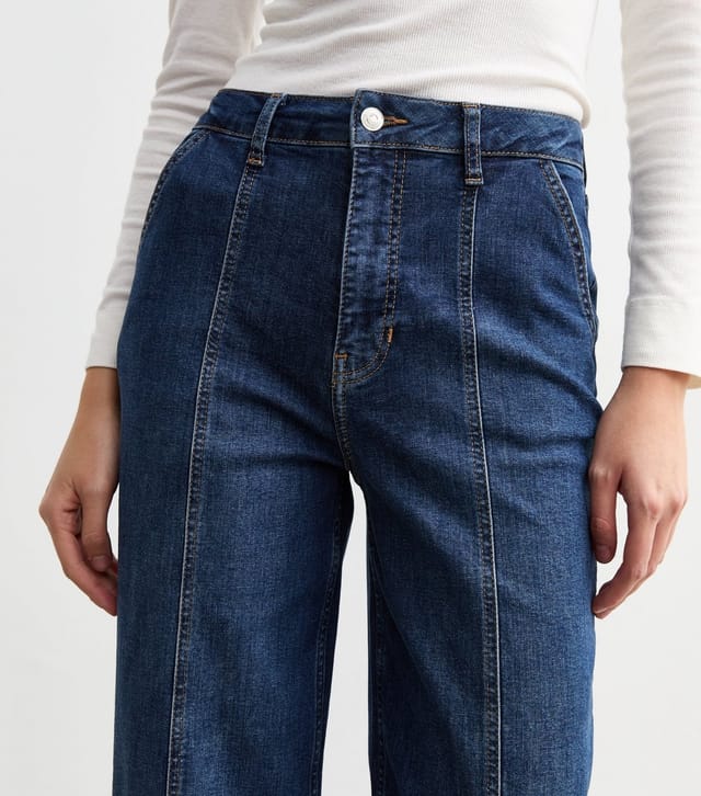 New Look Women's Blue Wide Leg Front Seam Stretch Jeans New Look - 3