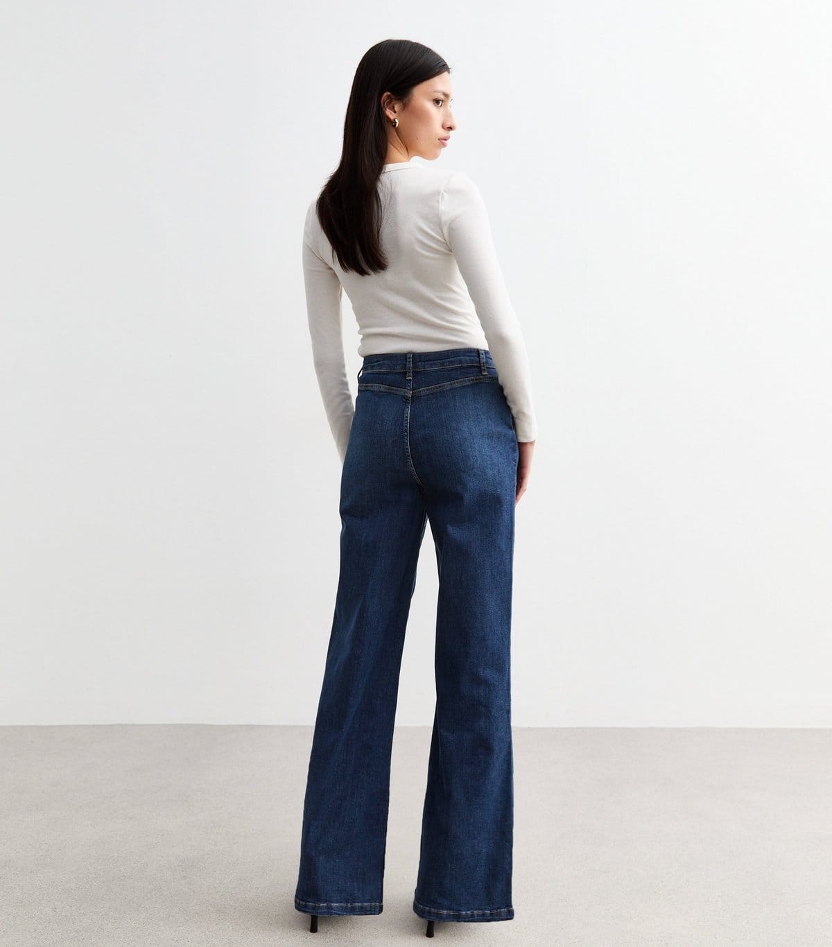 New Look Women's Blue Wide Leg Front Seam Stretch Jeans New Look - 4