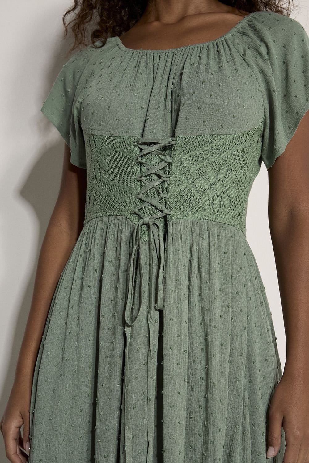 Apricot Apricot Women's Lace Detail Corset Maxi Dress in Mint - 4