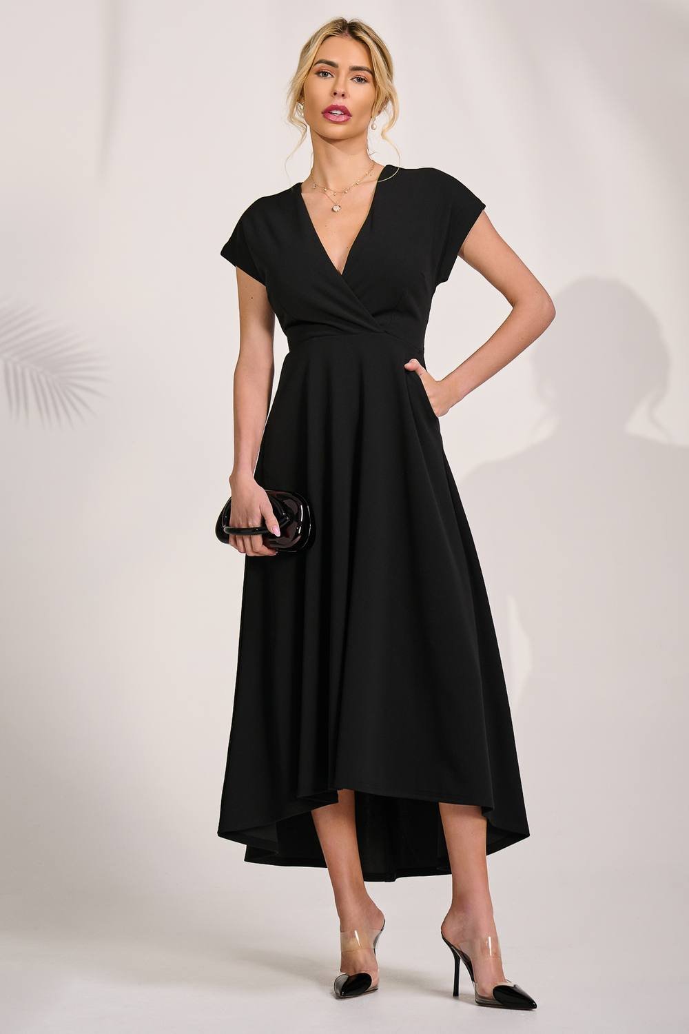 Jolie Moi Jolie Moi Women's Scuba Dipped Hem Maxi Dress in Black - 4