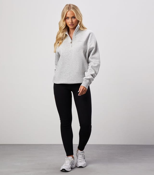 Gym King Women's Grey Quarter Zip Sweatshirt Gym King New Look - 2