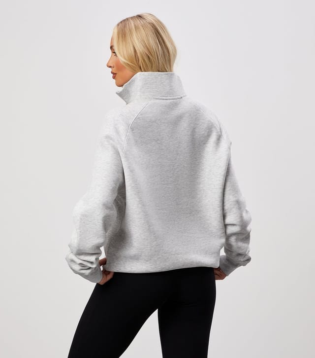 Gym King Women's Grey Quarter Zip Sweatshirt Gym King New Look - 3