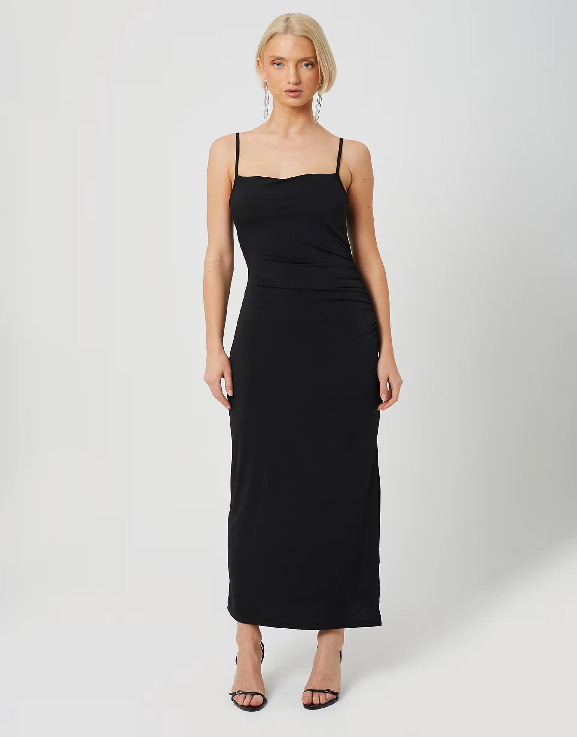ASOS Brave Soul Strappy square neck midi dress in black