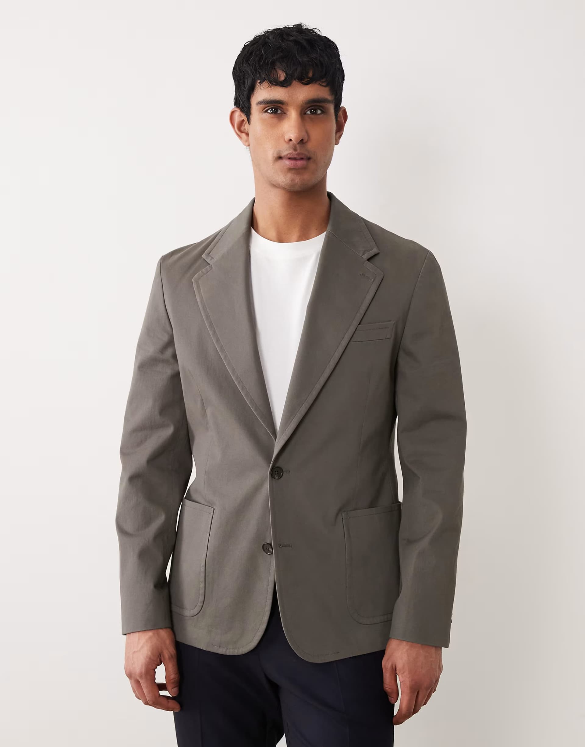 ASOS ASOS DESIGN slouchy blazer in olive green cotton twill