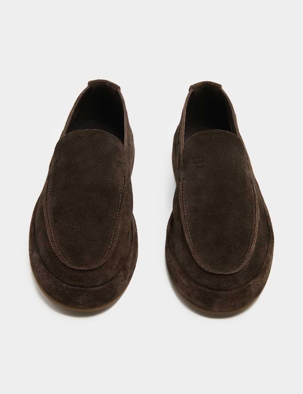 Marks & Spencer M&S Suede Slip On Loafers Dark Chocolate - 1