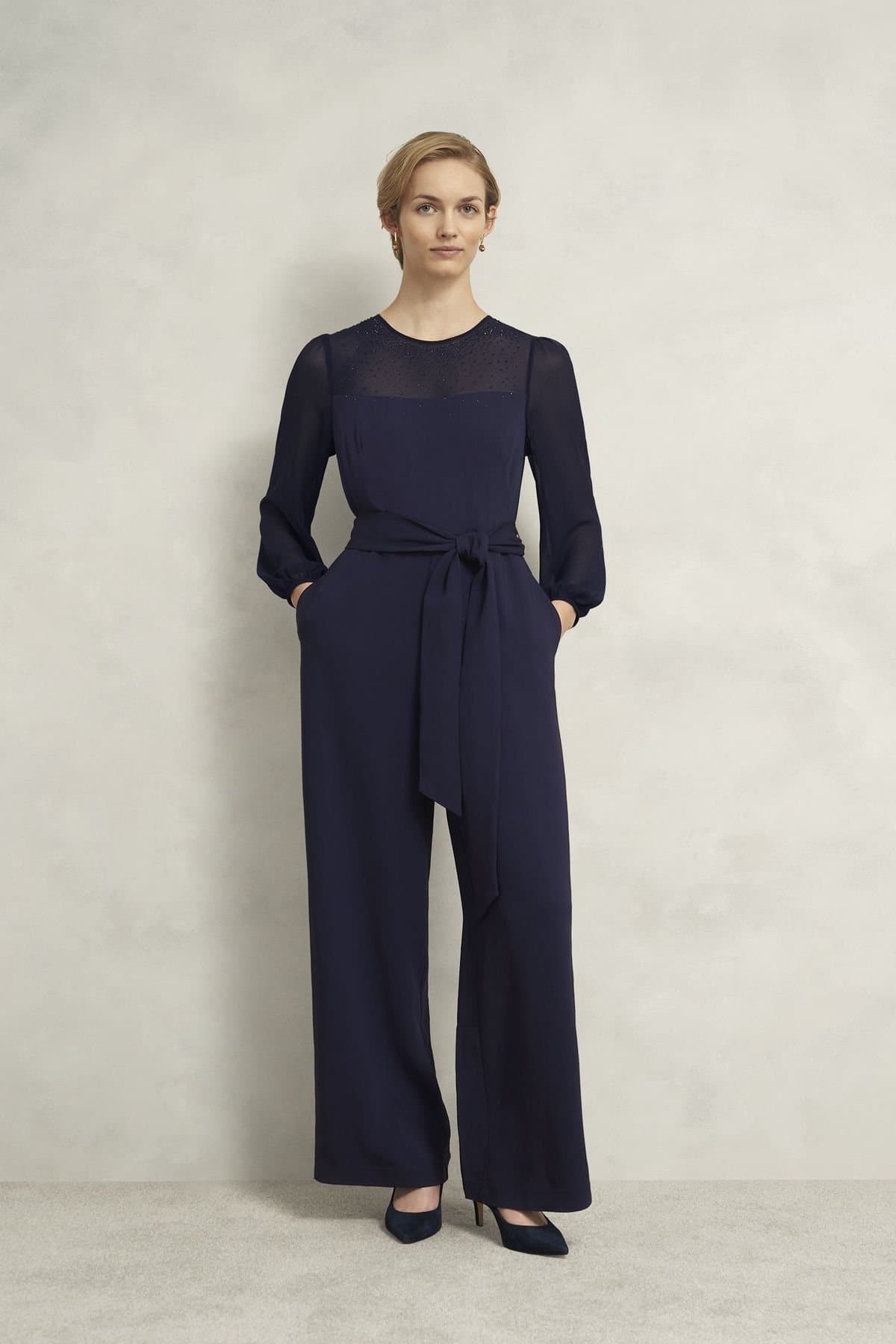 Hobbs London Hobbs London Women's Anoushka Embellished Jumpsuit in Dark Navy