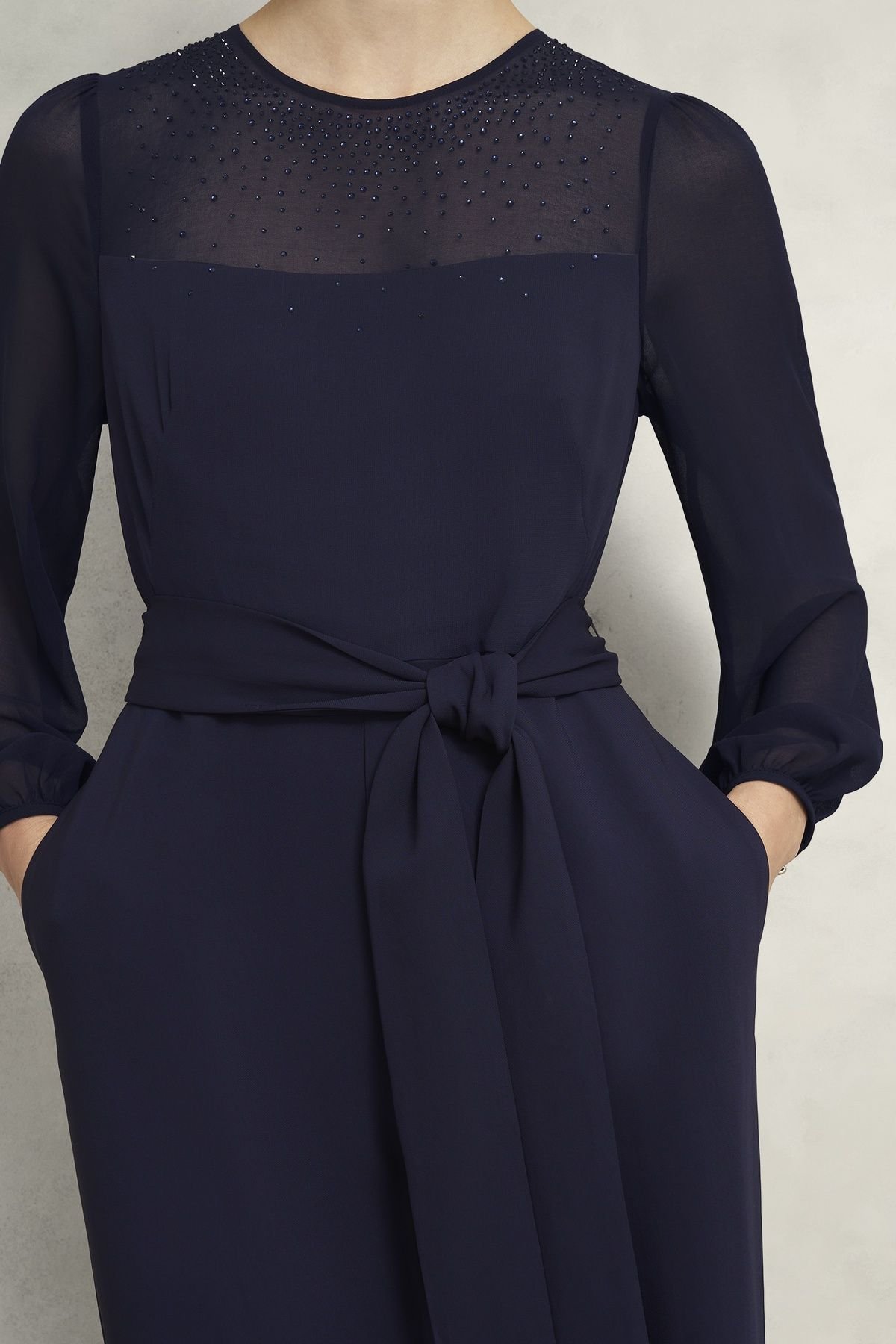 Hobbs London Hobbs London Women's Anoushka Embellished Jumpsuit in Dark Navy - 3