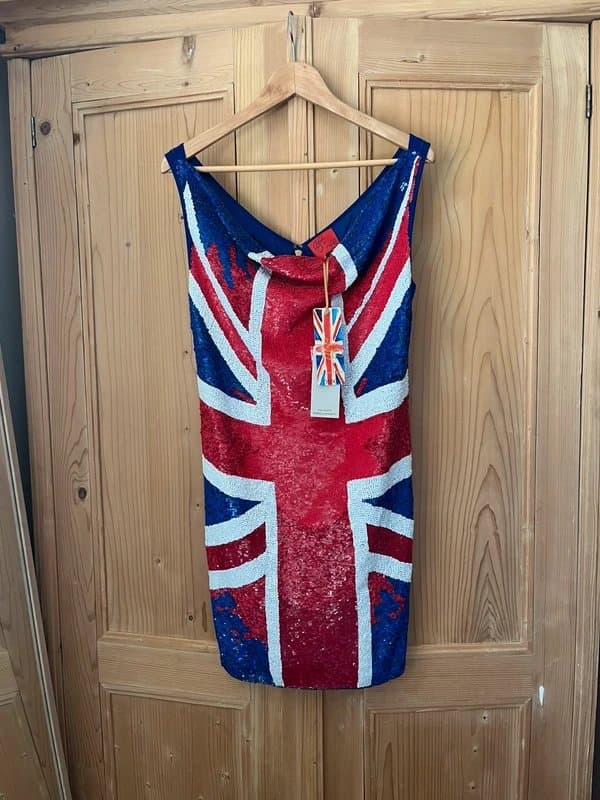 Next BNWT Geri for Next Limited Edition Union Jack sequin dress, size 12