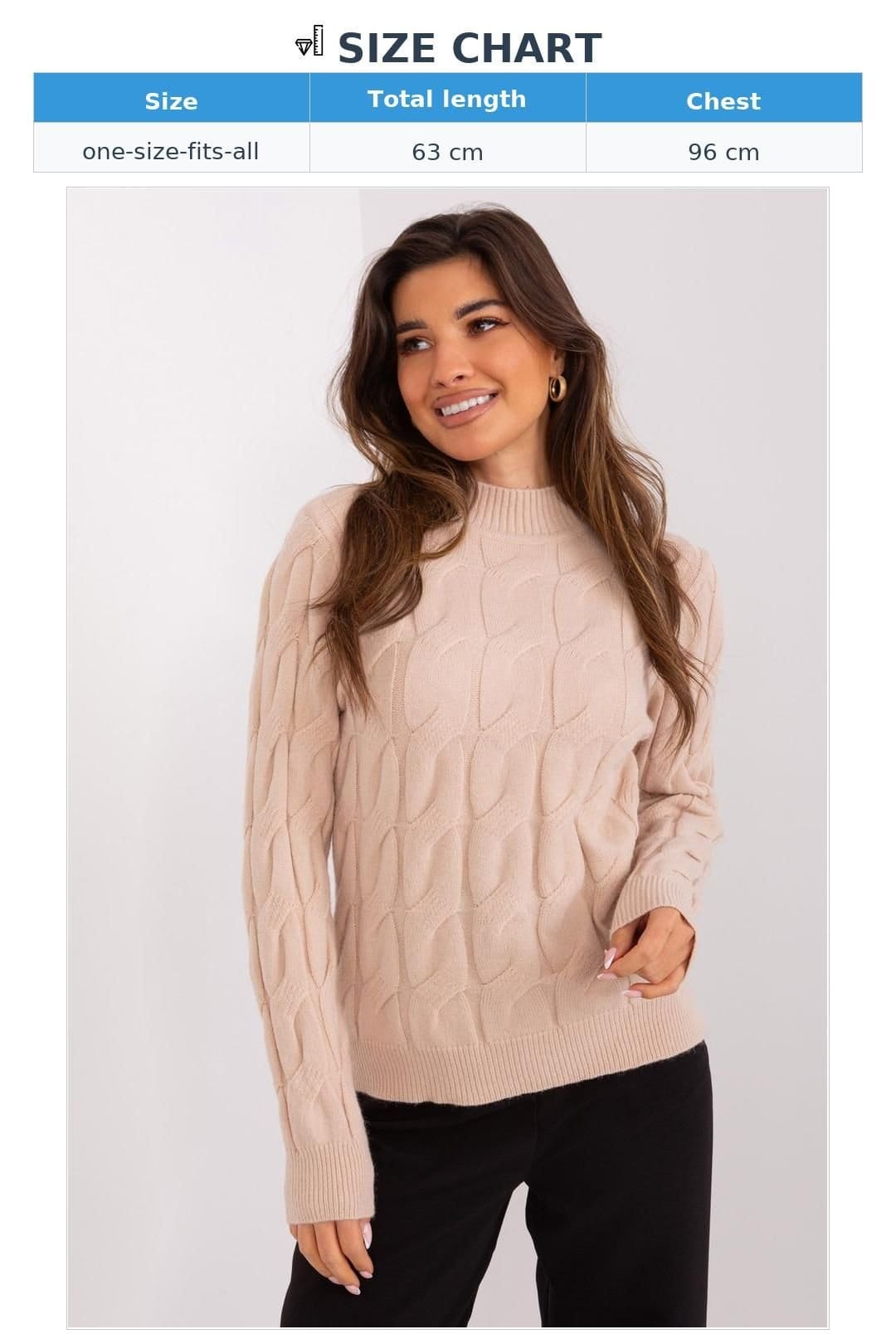 Love Lace Love Lace Women's Textured Turtleneck Casual Sweater Long Sleeve in Beige - 4