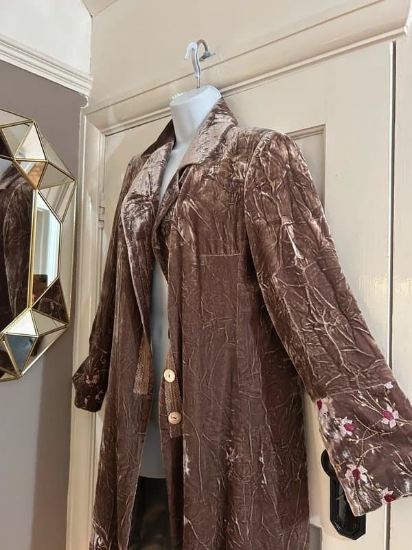 Anthology Velvet floral embroidered jacket duster kimono wedding special occasion holiday party evening 8/10