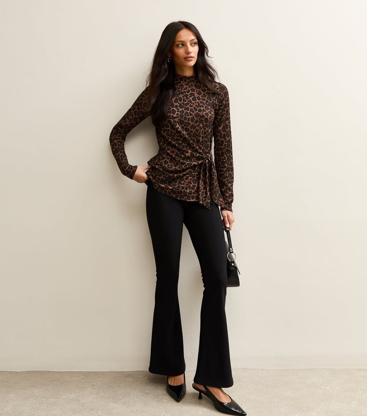 New Look Women's Brown Leopard Print Front Twist Top New Look