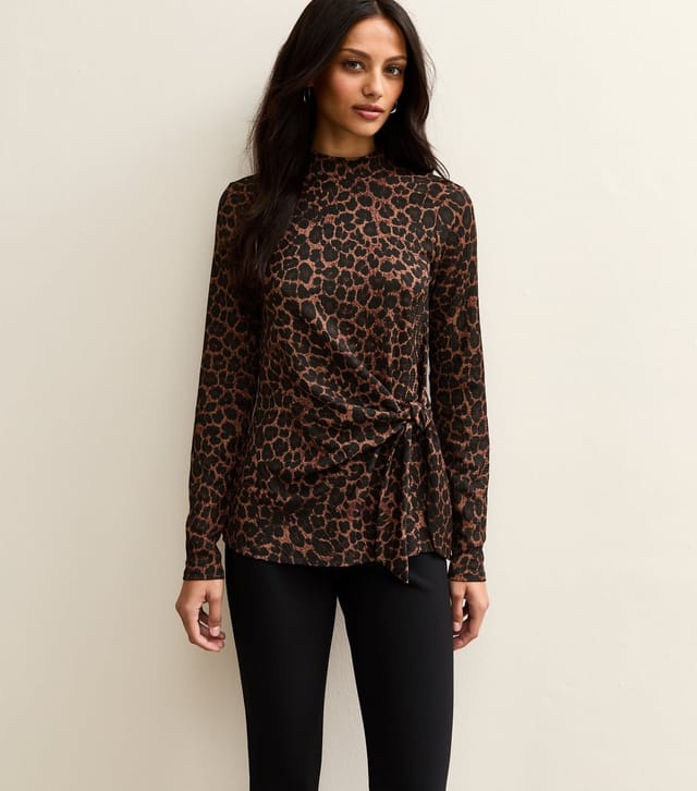 New Look Women's Brown Leopard Print Front Twist Top New Look - 3
