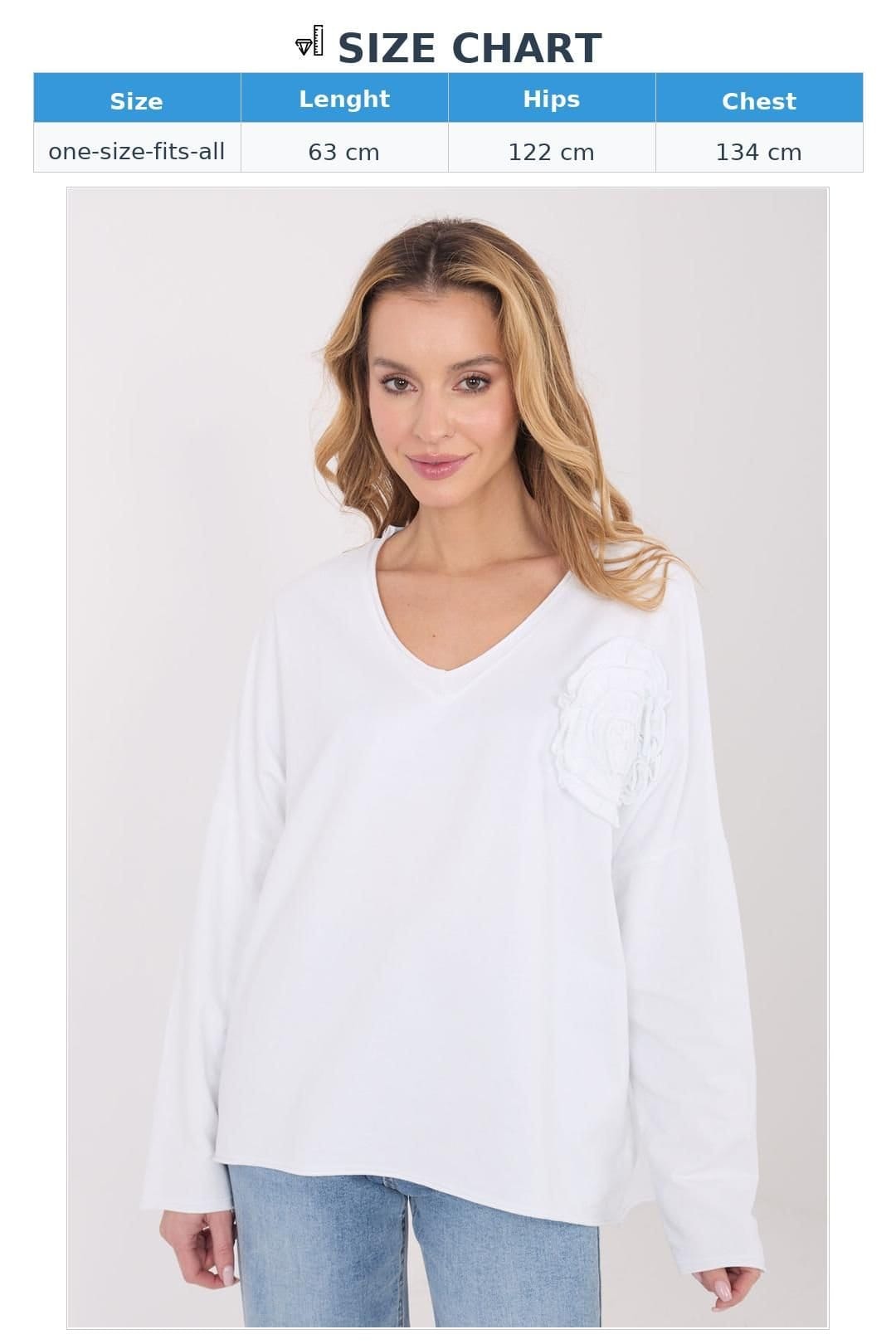 Love Lace Love Lace Women's Casual Cotton Elastane V Neck Embroidered Blouse in White - 4