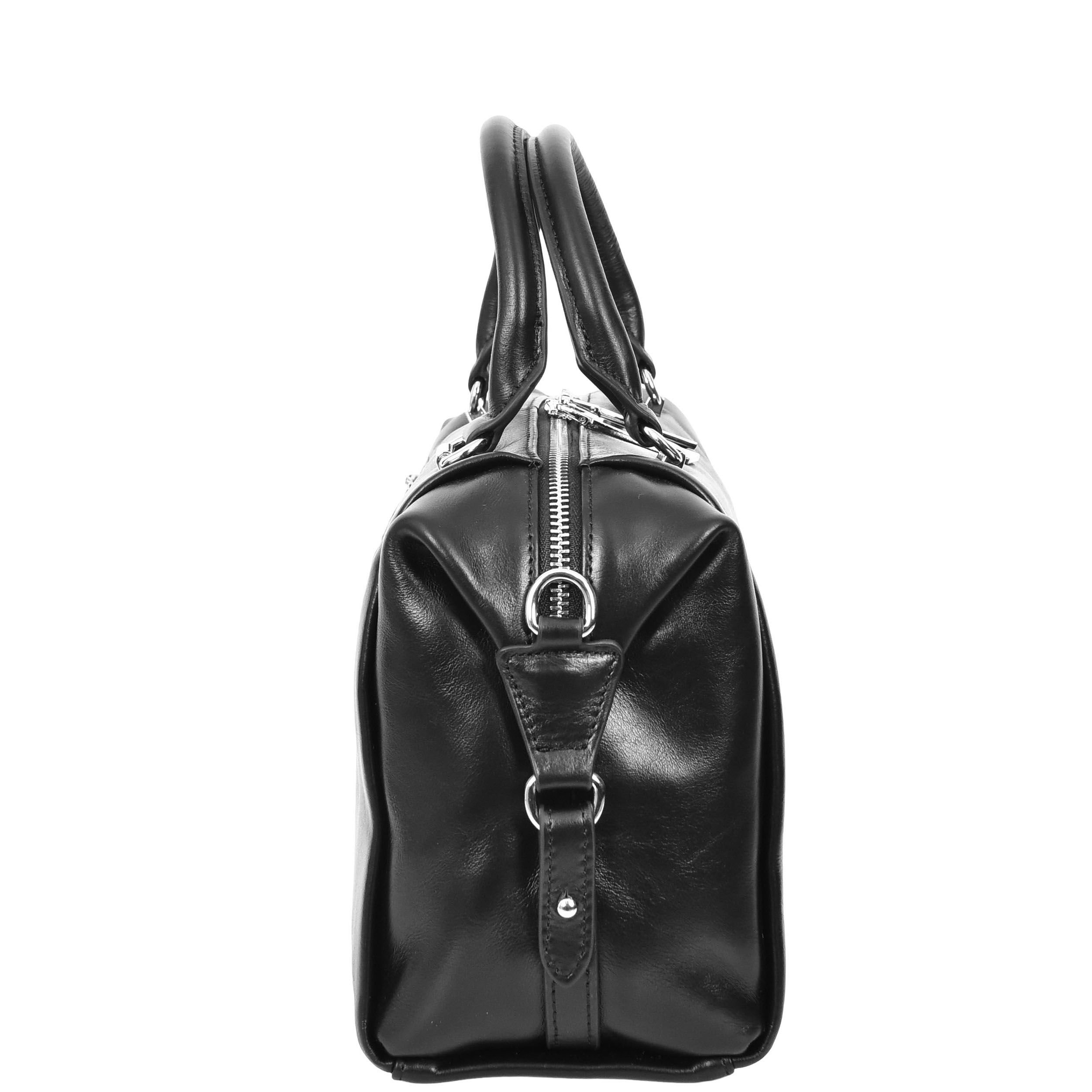 House of Leather House of Leather Women's Womens Real Leather Handbag Small Size Shoulder Bag Luna Ivory in Black - 4