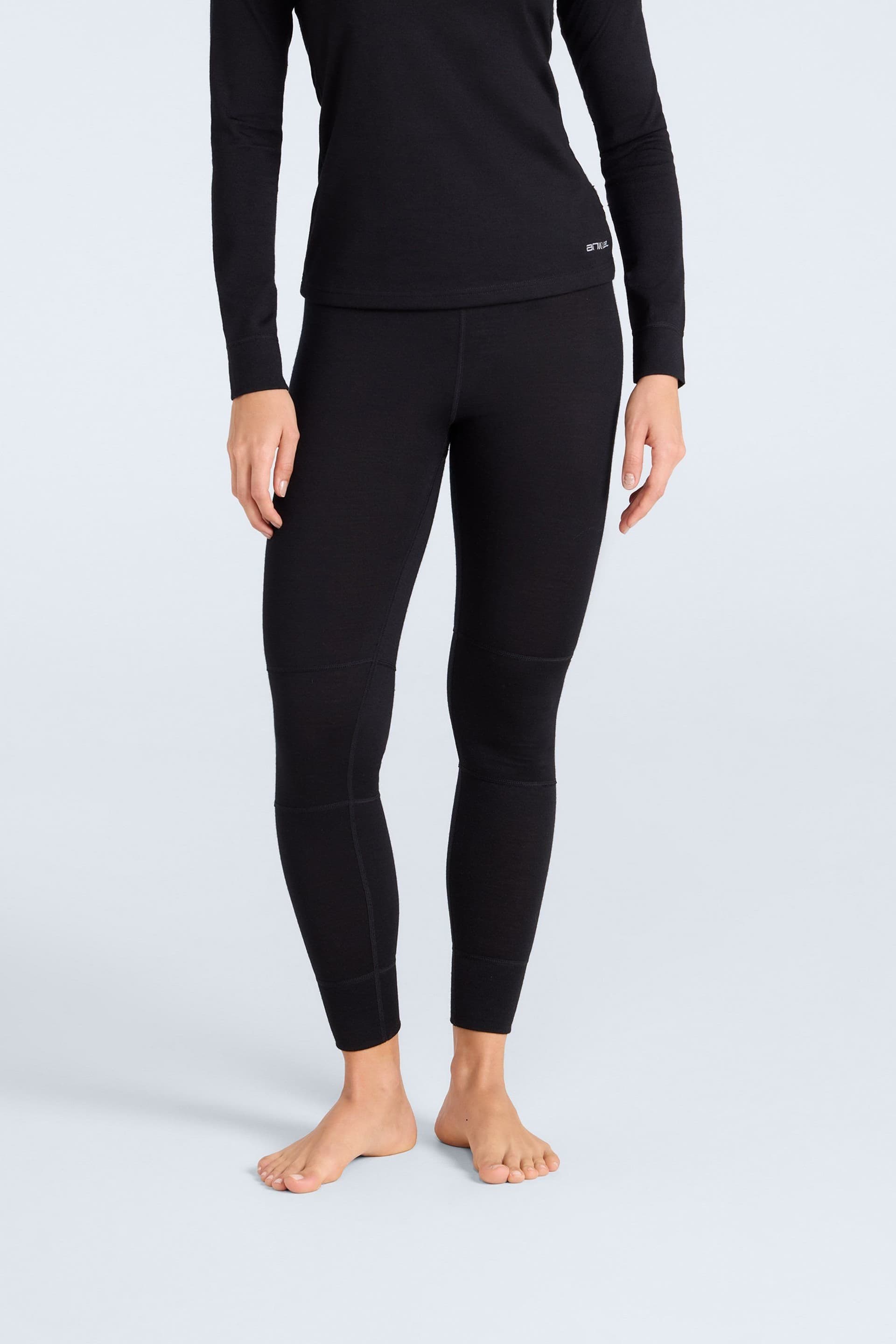 Animal Animal Women's Lightweight Breathable Soft Insulated Stretchy Merino Base Layer Pants in Black