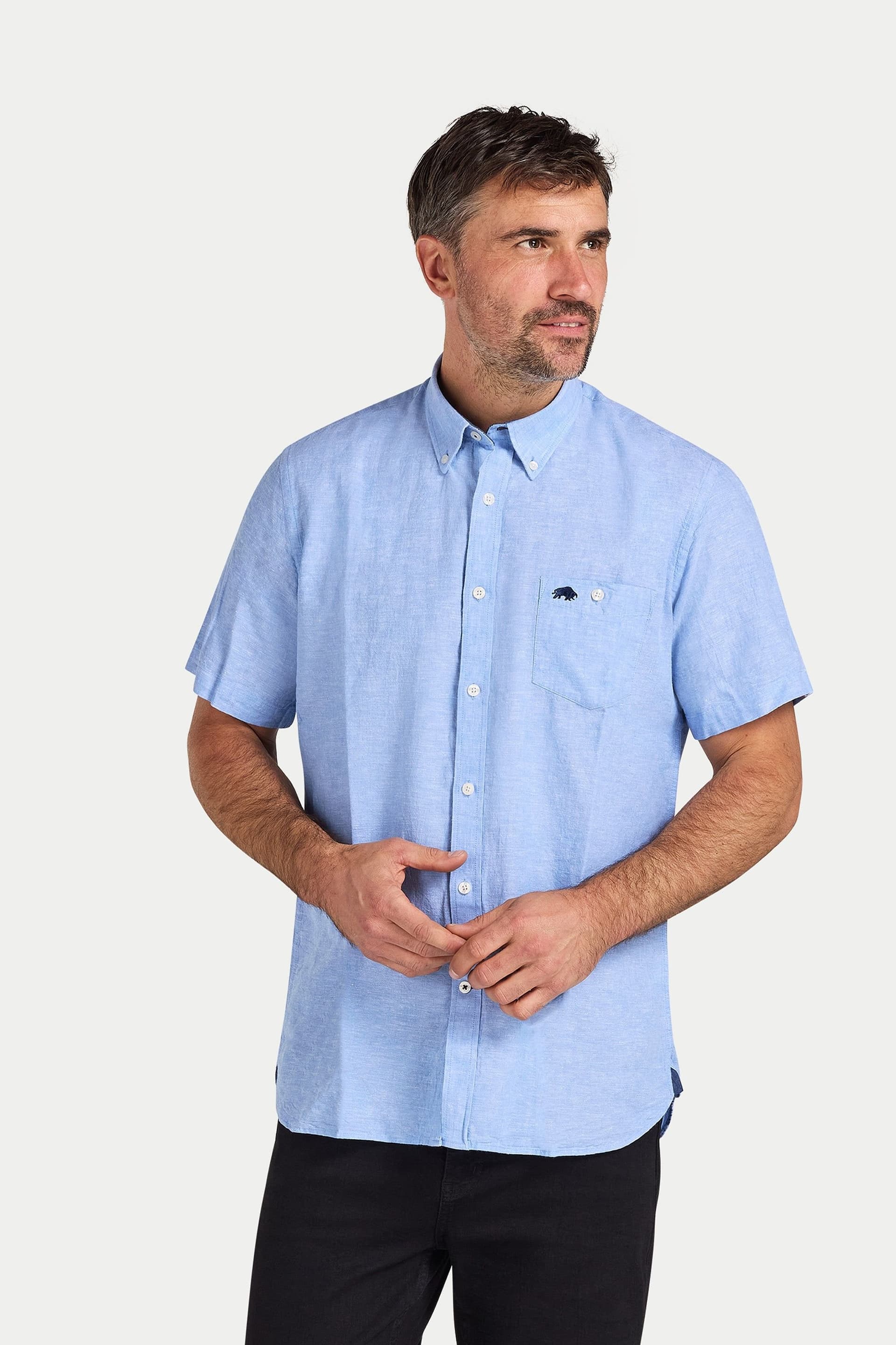 raging bull Raging Bull Men's Light Blue Linen Shirt