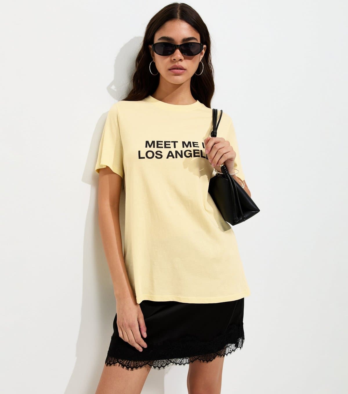 New Look Women's Light Yellow Cotton Meet Me in LA T-Shirt New Look