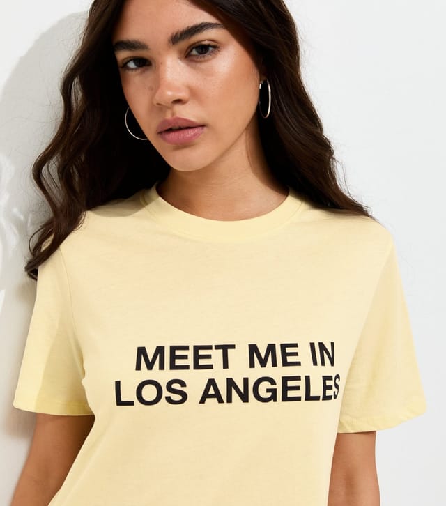 New Look Women's Light Yellow Cotton Meet Me in LA T-Shirt New Look - 2