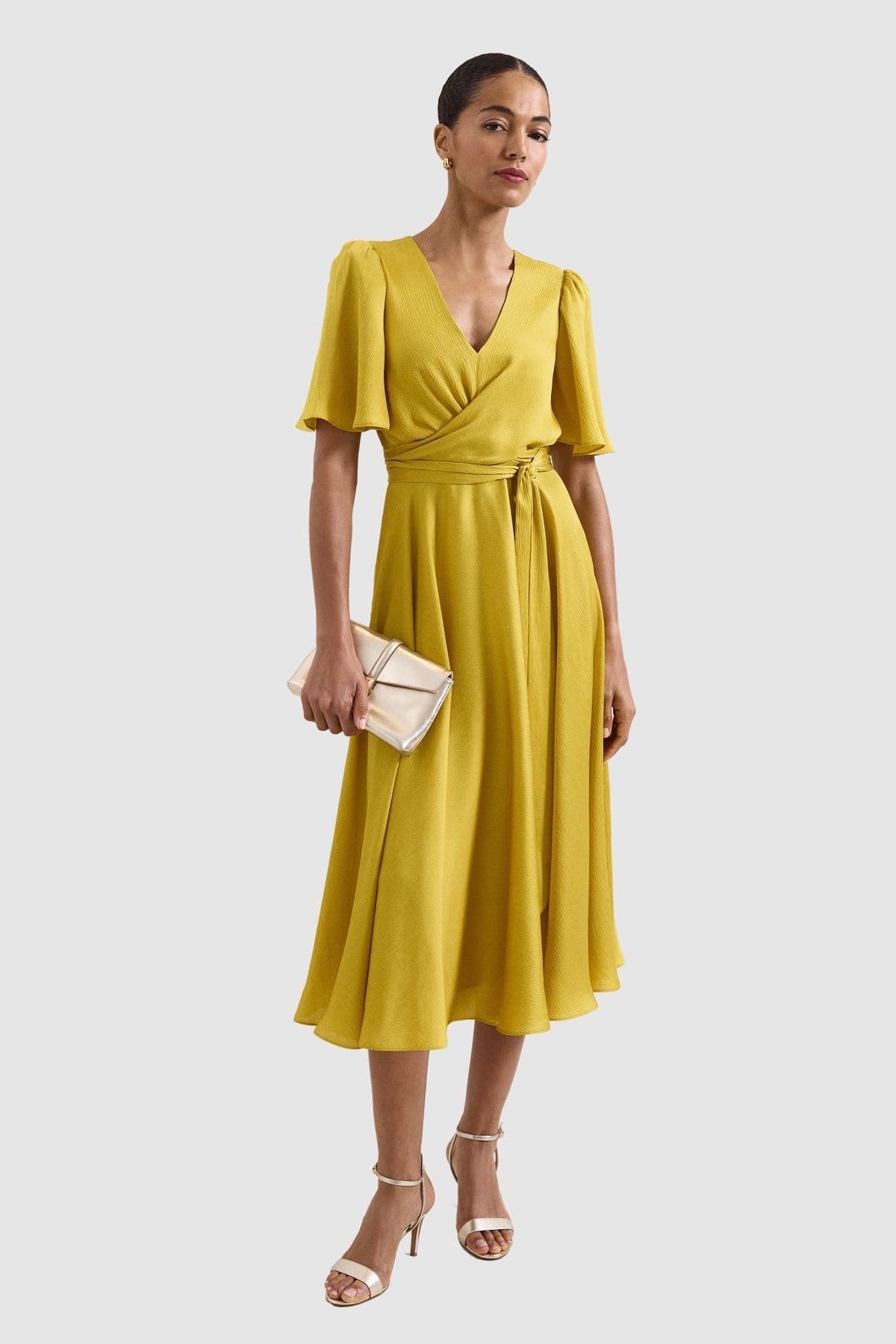 Phase Eight Women's Petite Abbie Midi Dress in Mustard