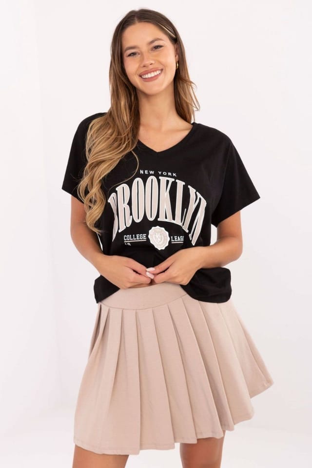 Love Lace Love Lace Women's Casual T-Shirt & Pleated Skirt Set in Beige - 3