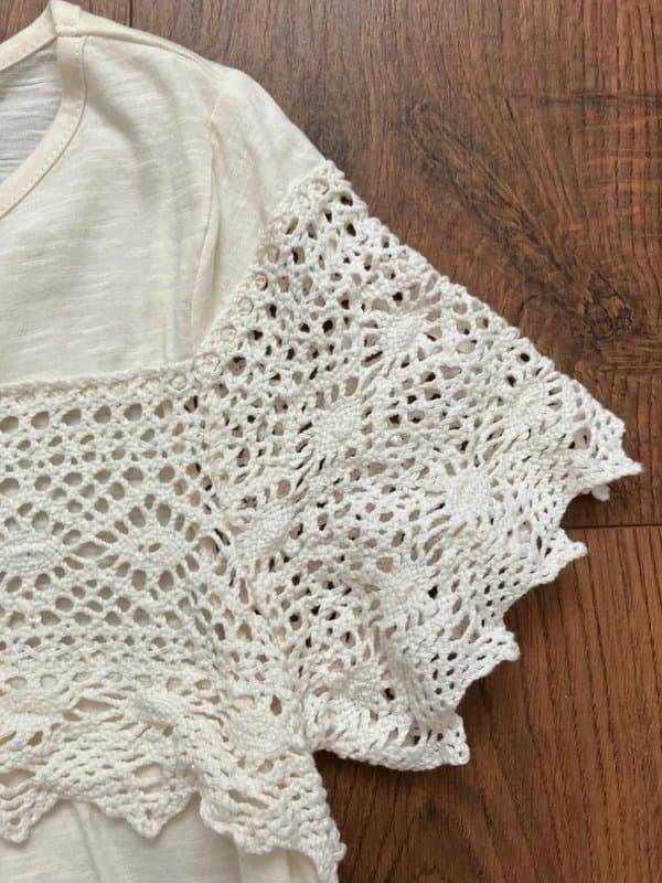 George Vintage boho crochet detail Y2K top