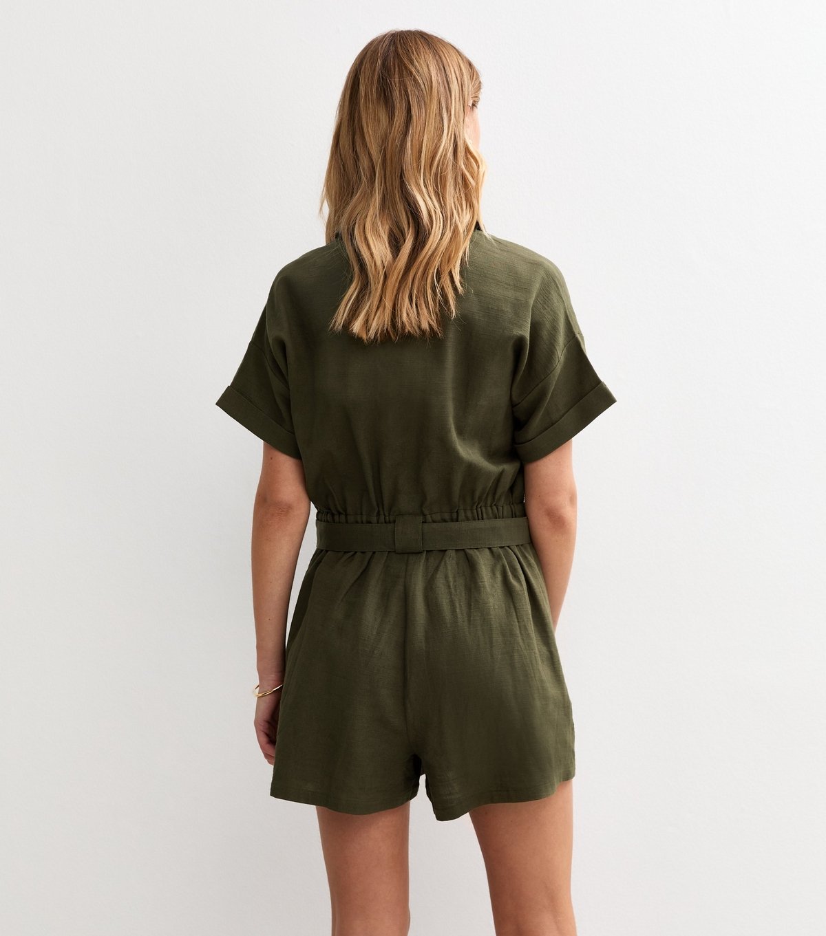 New Look Women's Dark Khaki Utility Belted Playsuit New Look - 4