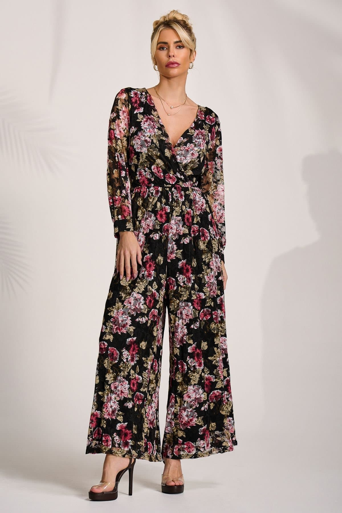 Jolie Moi Jolie Moi Women's Lace Long Sleeve Jumpsuit