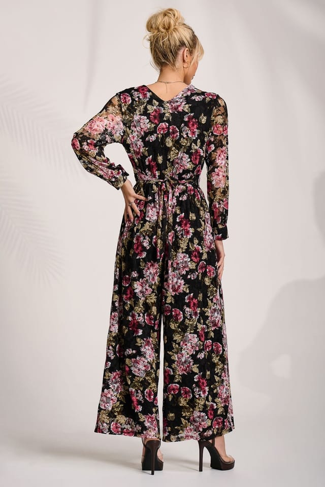 Jolie Moi Jolie Moi Women's Lace Long Sleeve Jumpsuit - 2