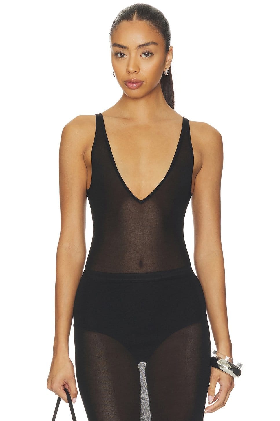 Revolve Black Knit Bodysuit