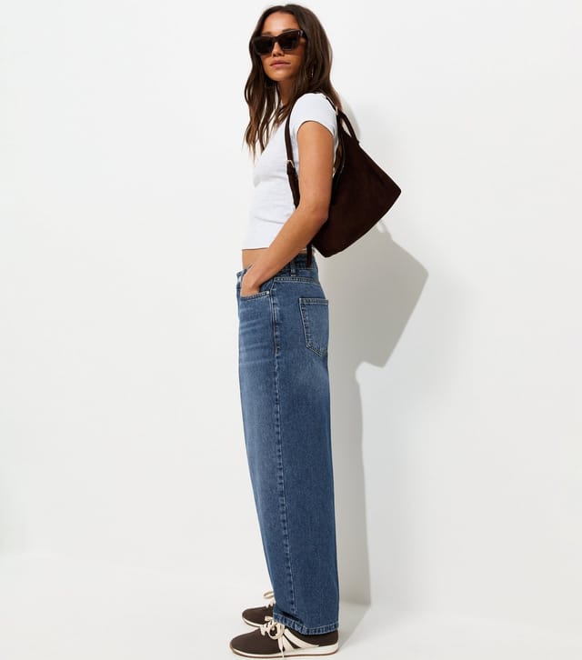New Look Women's Blue Crease Front Barrel Leg Jeans New Look - 2
