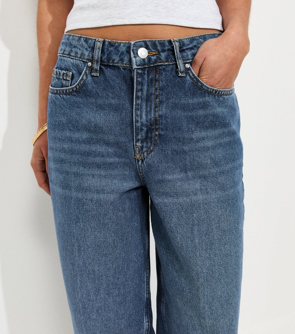 New Look Women's Blue Crease Front Barrel Leg Jeans New Look - 4