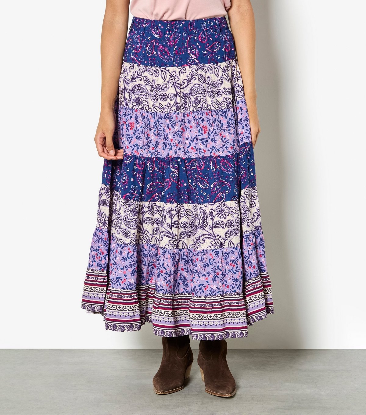 Apricot Women's Purple Patchwork Tiered Skirt Apricot New Look - 2