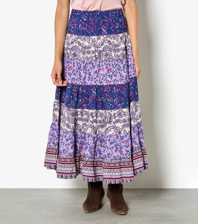 Apricot Women's Purple Patchwork Tiered Skirt Apricot New Look - 2