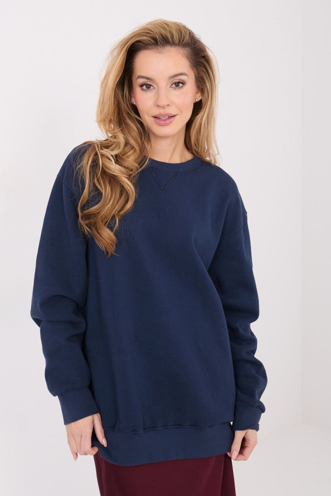 Love Lace Love Lace Women's Soft Cotton Elastane Long Sleeve Casual Sweatshirt in Blue