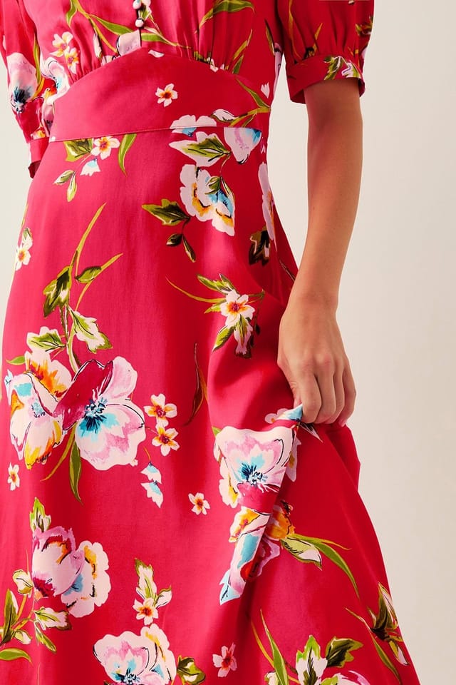 Monsoon Monsoon Women's Meredith Floral Midi Shirt Dress Red - 2