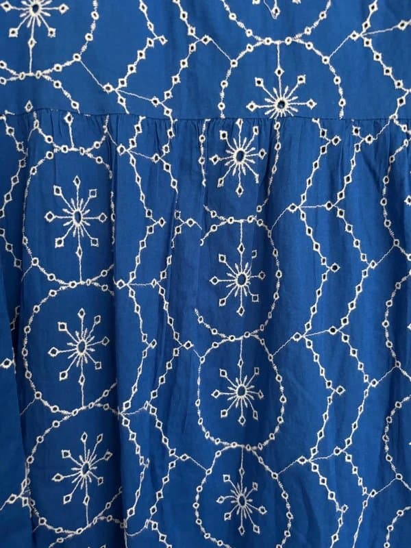 New Look New Look Blue Broderie Midi Dress  Embroidered Puff Sleeve Cotton Summer Dress NWT - UK10