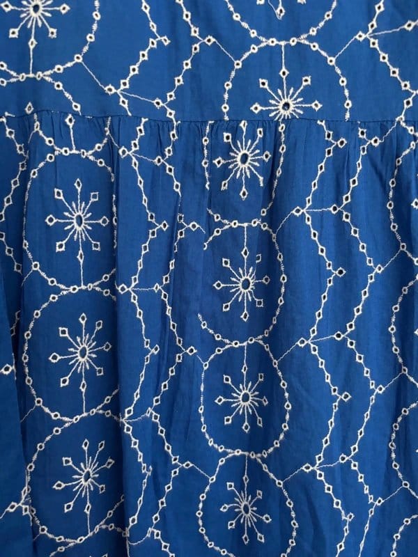 New Look New Look Blue Broderie Midi Dress Embroidered Puff Sleeve Cotton Summer Dress NWT - UK10 - 1