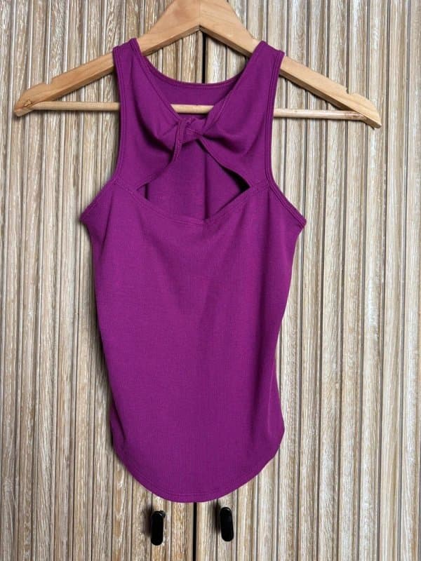 Lululemon Lululemon Ribbed Twist Back Tank Top Purple Size 0 UK 4-6