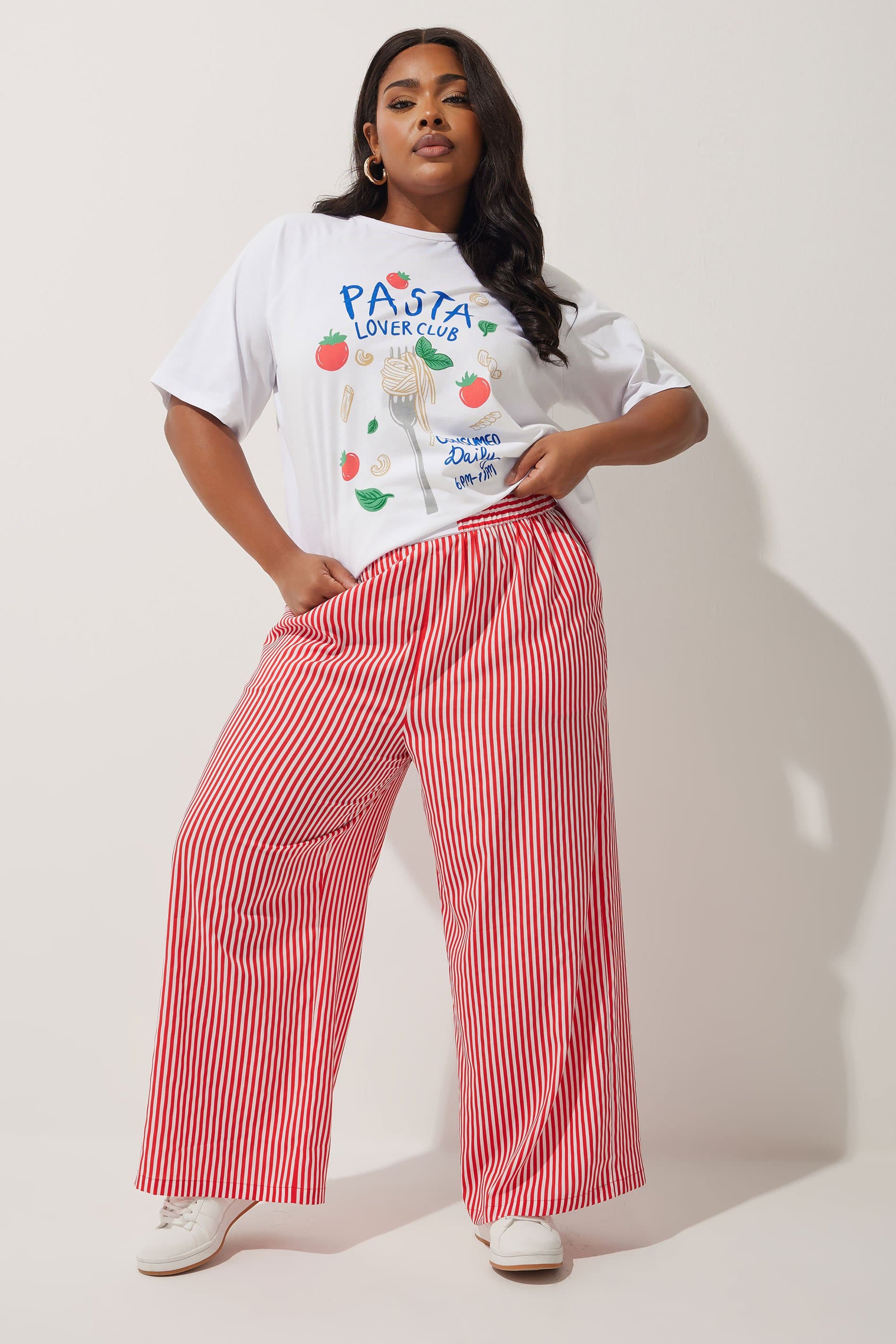 Limited Collection Plus Size Red Stripe Boxer Waist Trousers