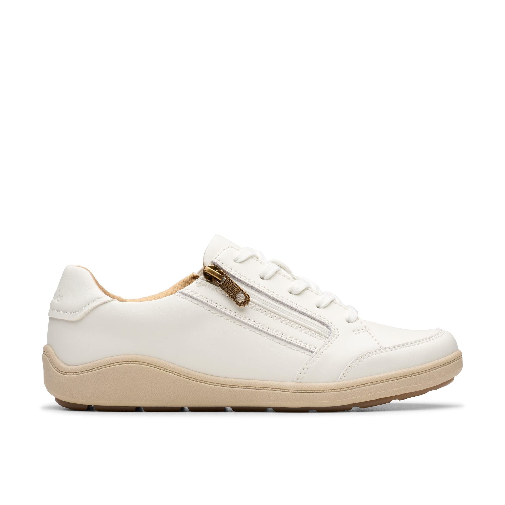 Clarks Clarks Women's Bryianne Bayla Off-White Leather Trainers in White