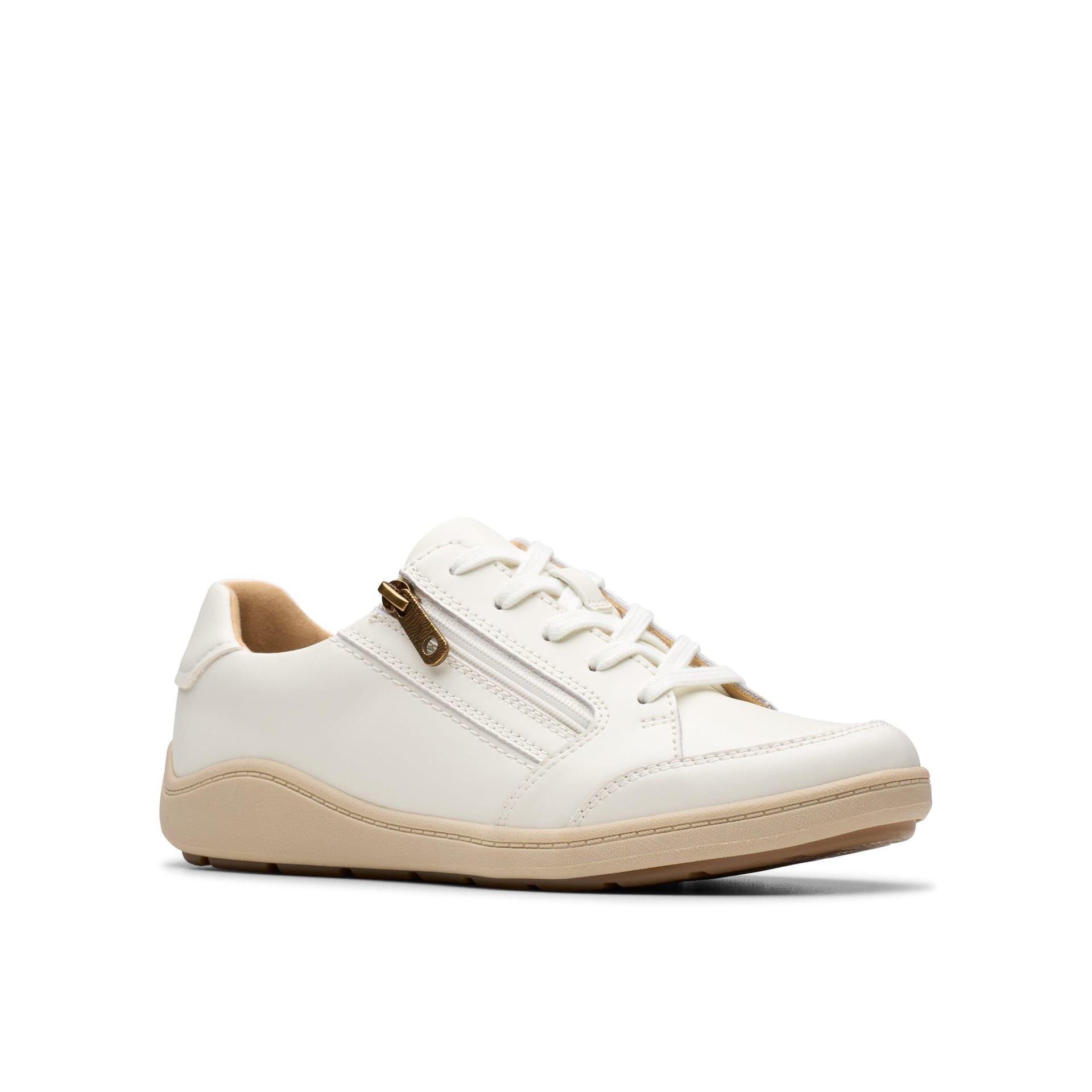 Clarks Clarks Women's Bryianne Bayla Off-White Leather Trainers in White - 4