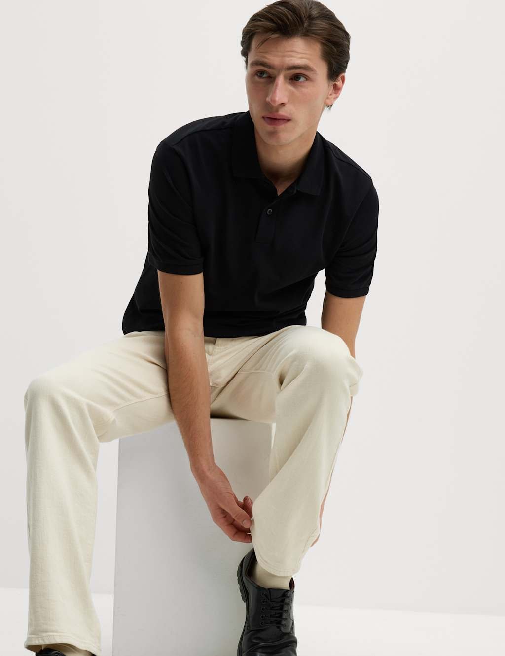 Marks & Spencer M&S Ultimate 2 Pack Cotton Rich Polo Shirts Black - 2