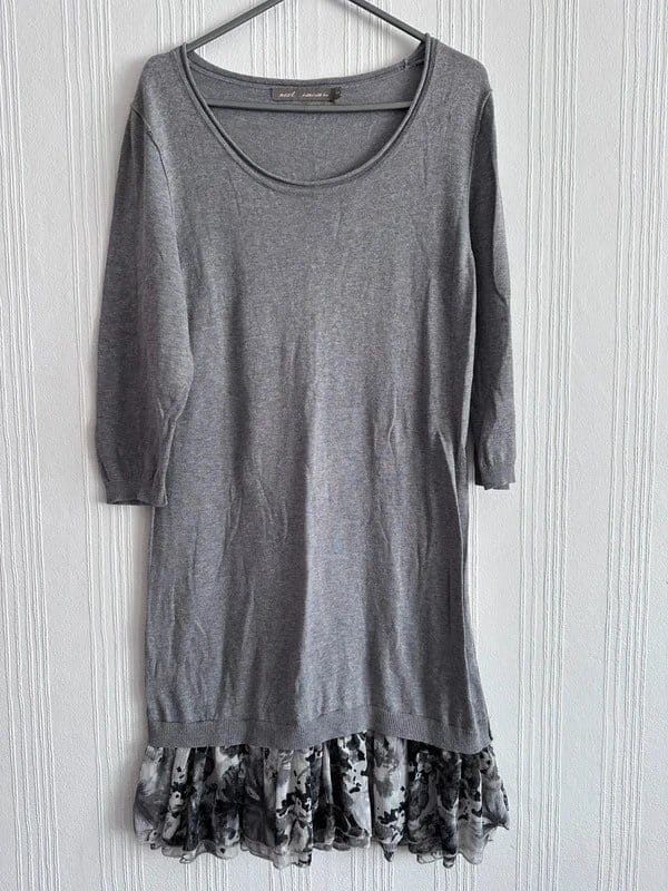 Next Grey Fine Knit Dress Size 14