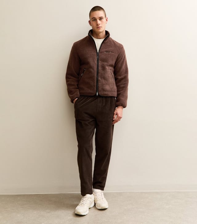 jack & jones Men's Brown Oversized Teddy Jacket Jack & Jones New Look - 3