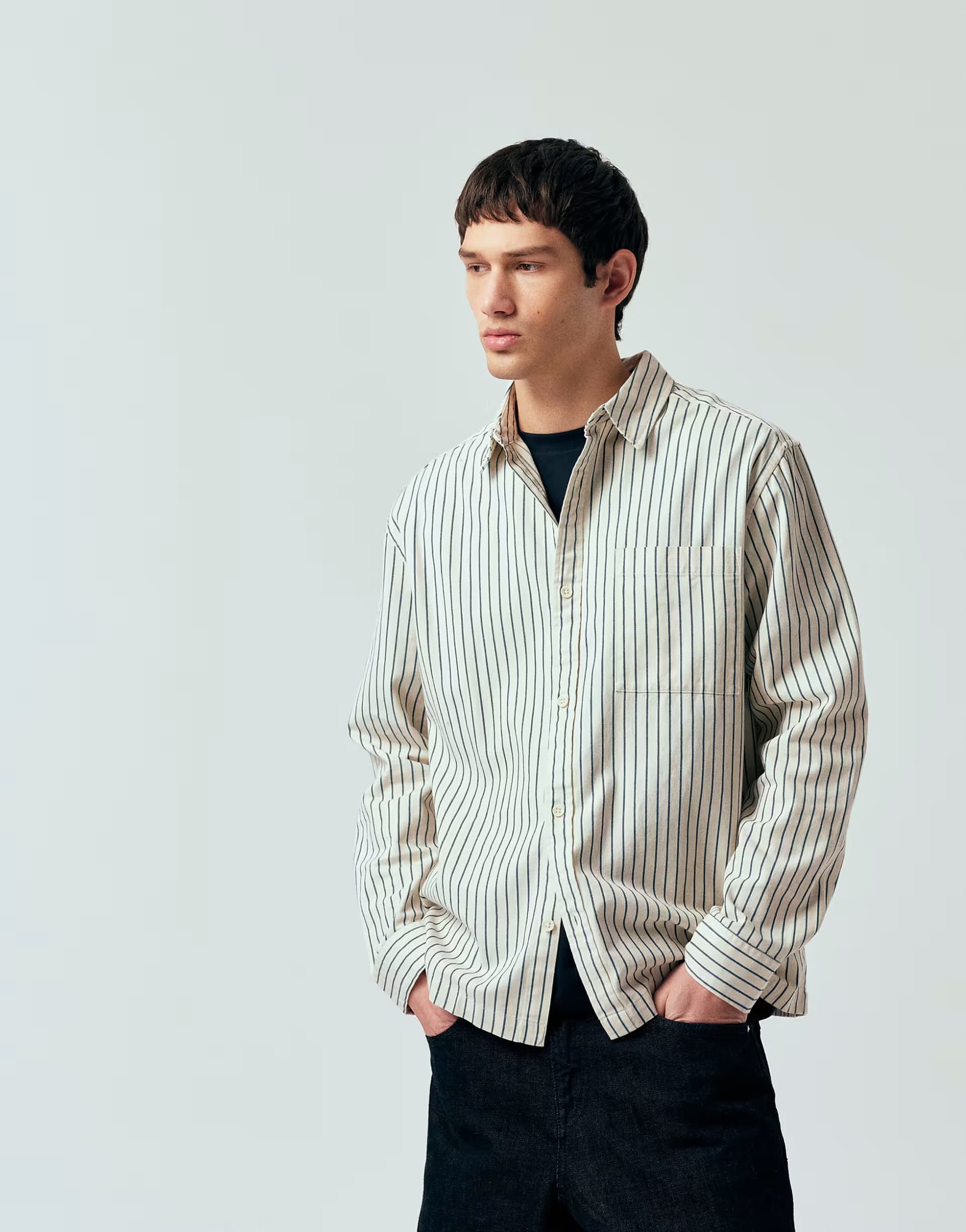 ASOS ASOS DESIGN relaxed stripe shirt in cream