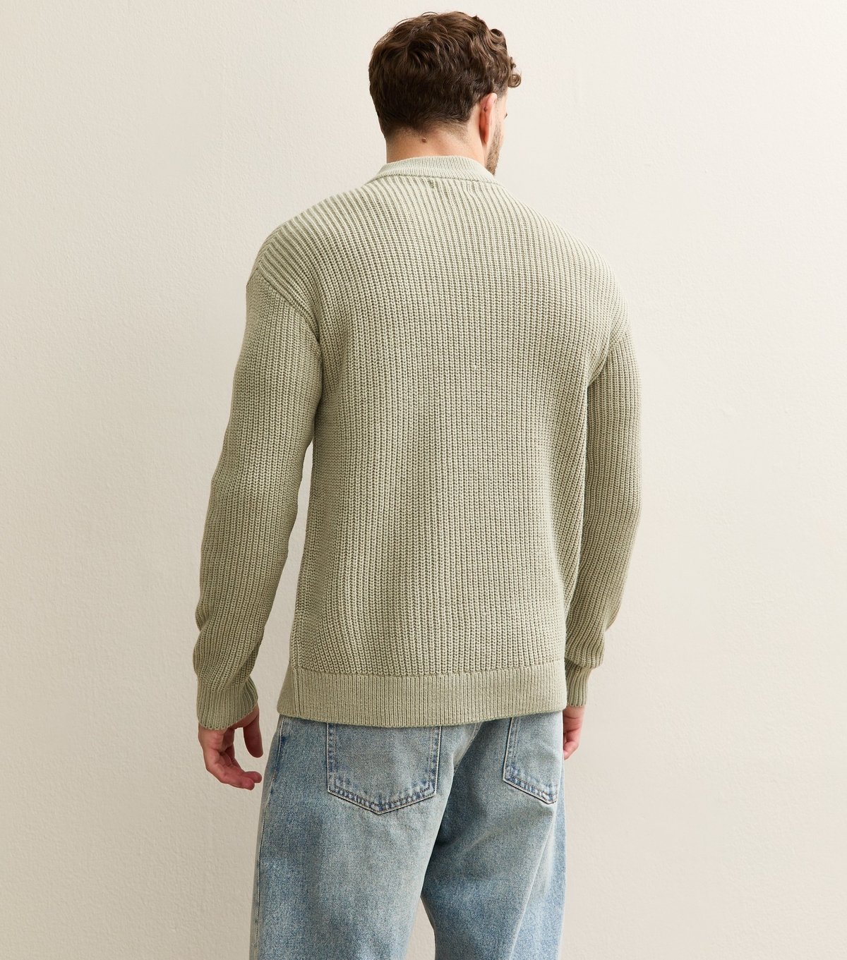 New Look Men's Mint Green Regular Quarter Zip Funnel Neck Jumper New Look - 4