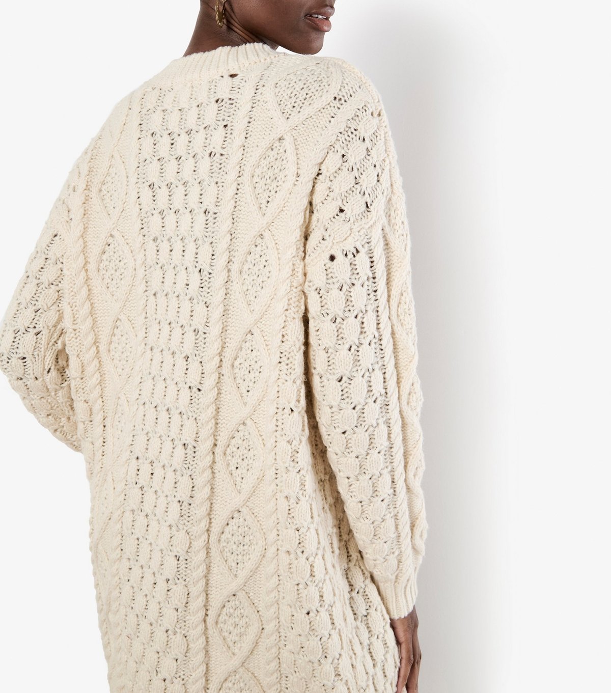 Apricot Women's Stone Cable Knit Oversized Jumper Dress Apricot New Look - 3