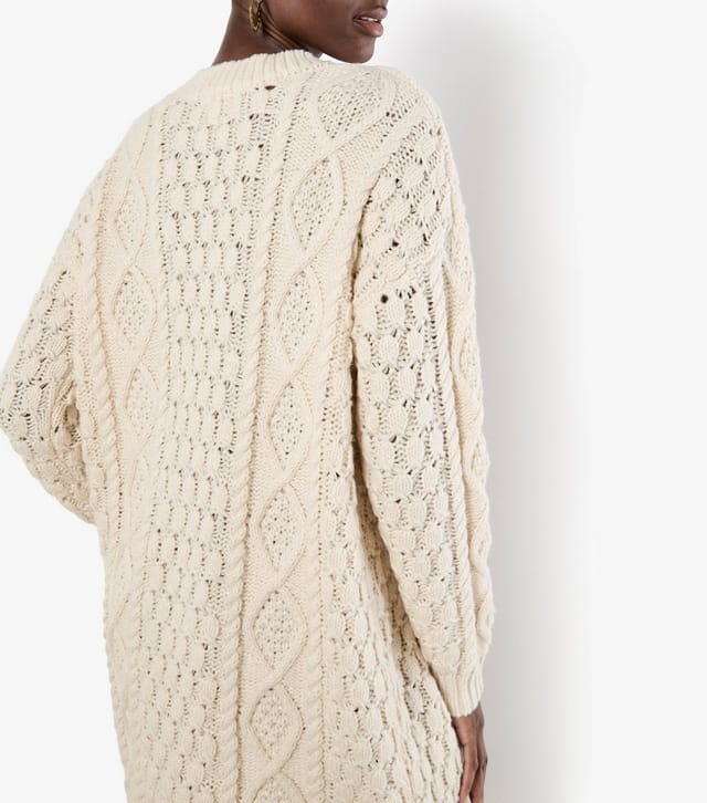 Apricot Women's Stone Cable Knit Oversized Jumper Dress Apricot New Look - 3