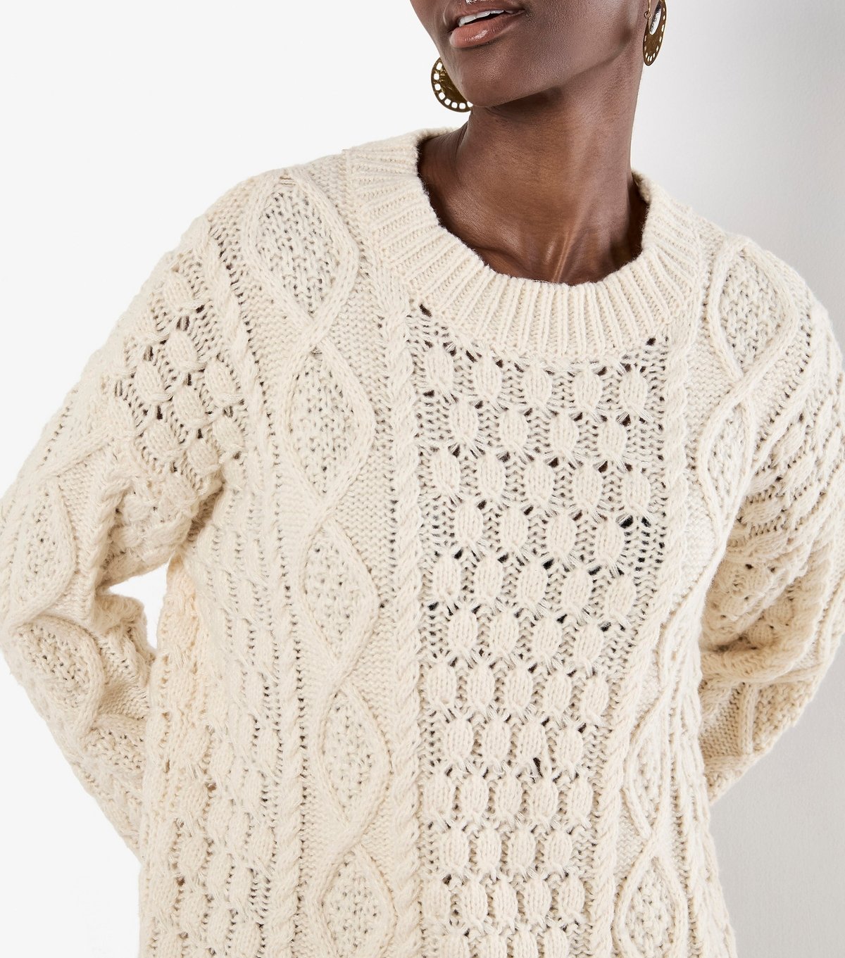 Apricot Women's Stone Cable Knit Oversized Jumper Dress Apricot New Look - 4